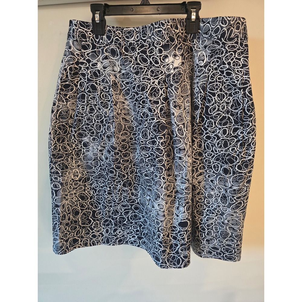 Christopher & Banks Petite Black White Abstract‎ Swirl Print Skirt 12